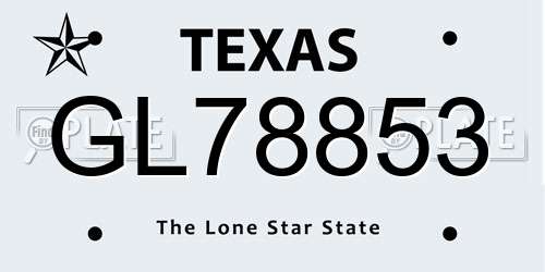 GL78853 Texas License Plate