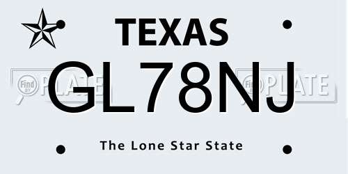 GL78NJ Texas License Plate