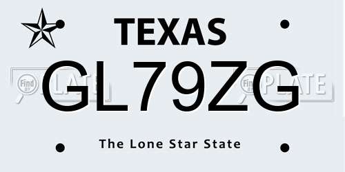GL79ZG Texas License Plate