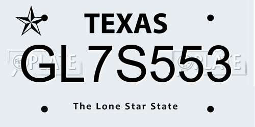 GL7S553 Texas License Plate