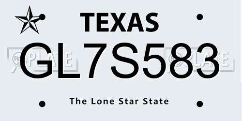 GL7S583 Texas License Plate