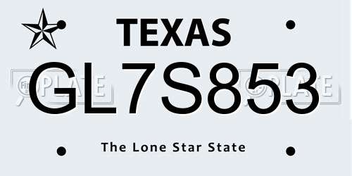 GL7S853 Texas License Plate