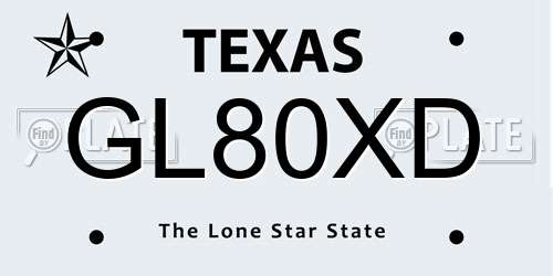 GL80XD Texas License Plate