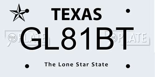 GL81BT Texas License Plate