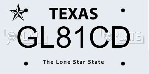 GL81CD Texas License Plate