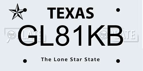 GL81KB Texas License Plate