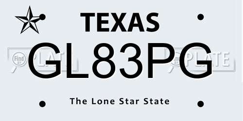 GL83PG Texas License Plate