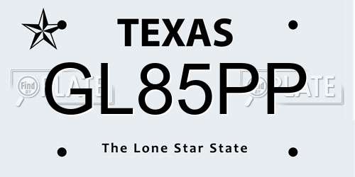 GL85PP Texas License Plate