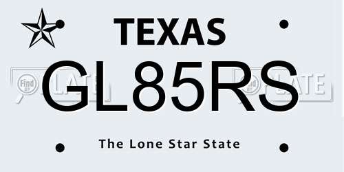GL85RS Texas License Plate