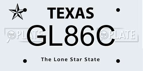 GL86C Texas License Plate