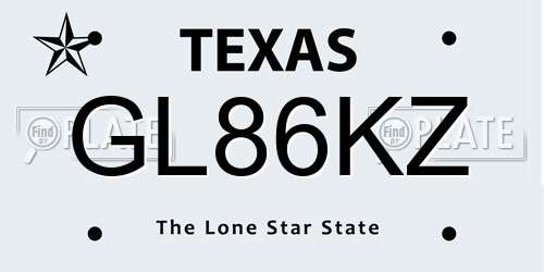 GL86KZ Texas License Plate