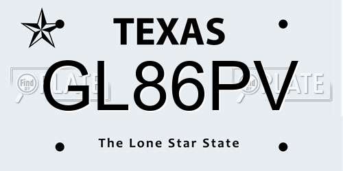 GL86PV Texas License Plate