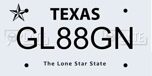 GL88GN Texas License Plate