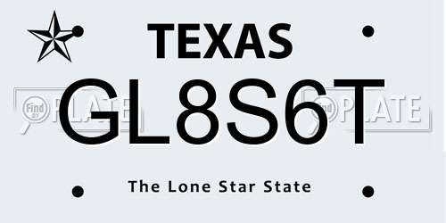 GL8S6T Texas License Plate