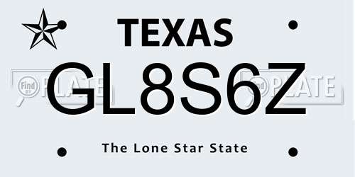 GL8S6Z Texas License Plate