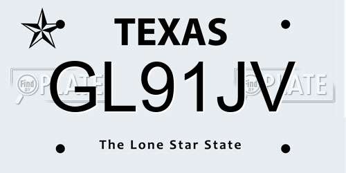GL91JV Texas License Plate