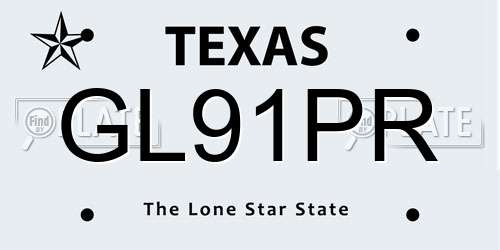 GL91PR Texas License Plate