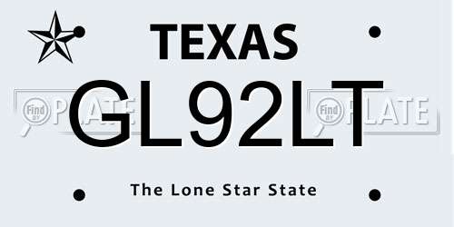 GL92LT Texas License Plate
