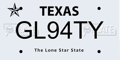 GL94TY Texas License Plate
