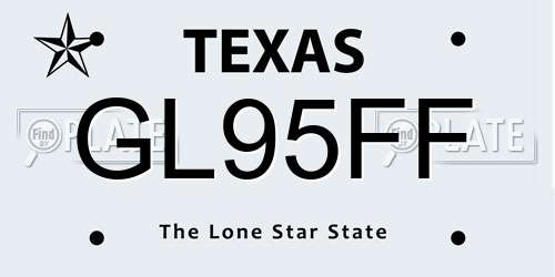 GL95FF Texas License Plate