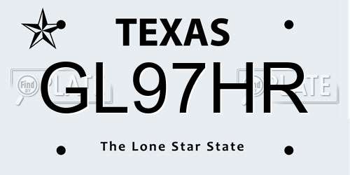GL97HR Texas License Plate