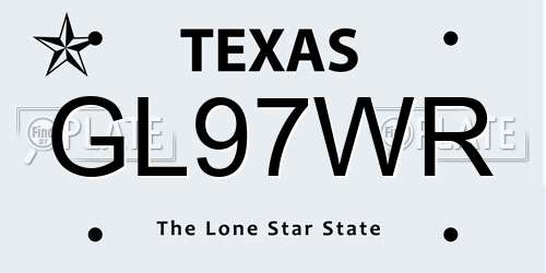 GL97WR Texas License Plate