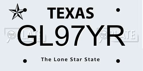 GL97YR Texas License Plate