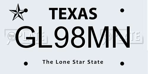 GL98MN Texas License Plate