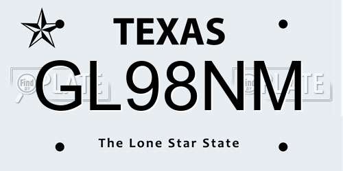 GL98NM Texas License Plate