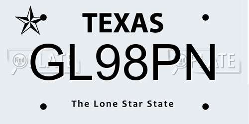 GL98PN Texas License Plate