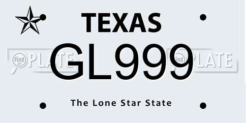 GL999 Texas License Plate
