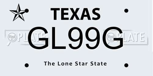 GL99G Texas License Plate