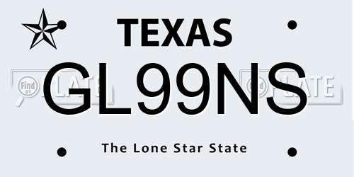 GL99NS Texas License Plate