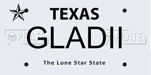 GLADII Texas License Plate