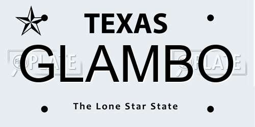 GLAMBO Texas License Plate