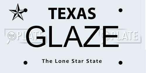 GLAZE Texas License Plate