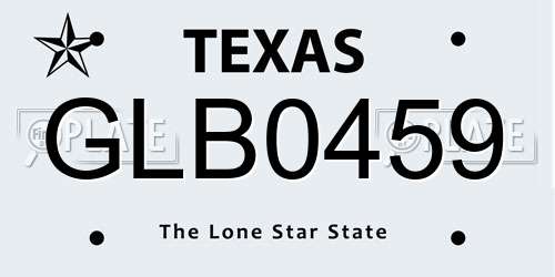 GLB0459 Texas License Plate