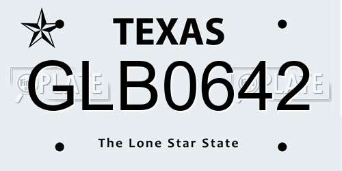 GLB0642 Texas License Plate
