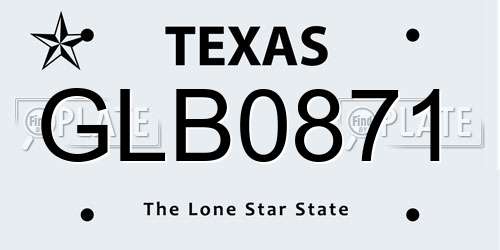 GLB0871 Texas License Plate