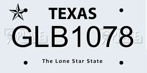 GLB1078 Texas License Plate