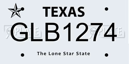 GLB1274 Texas License Plate