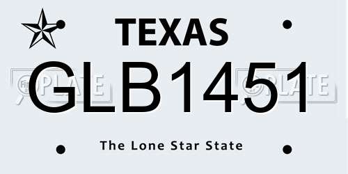 GLB1451 Texas License Plate