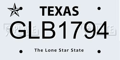 GLB1794 Texas License Plate