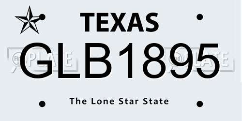 GLB1895 Texas License Plate