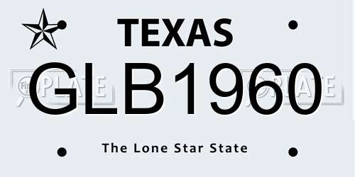 GLB1960 Texas License Plate