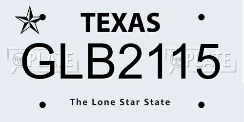 GLB2115 Texas License Plate