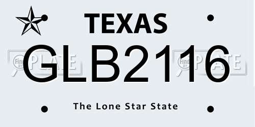 GLB2116 Texas License Plate