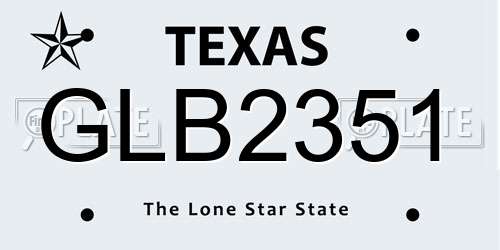 GLB2351 Texas License Plate