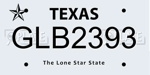 GLB2393 Texas License Plate
