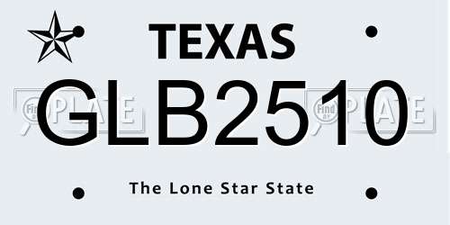 GLB2510 Texas License Plate